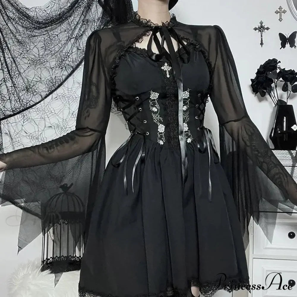 Round Neck Serrated Edge Thin Gothic Lolita Pleated Edge Cardigan