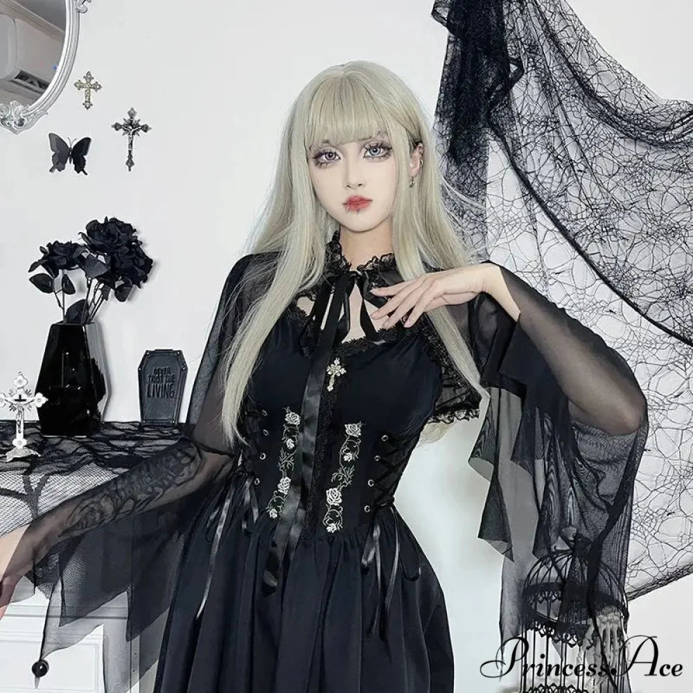 Round Neck Serrated Edge Thin Gothic Lolita Pleated Edge Cardigan