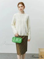 Round Neck Twisted Mohair Casual Solid Full Sleeve Christmas Sweater