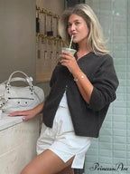 Round-neck Zipper Baggy Knit Cardigan