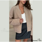 Round-neck Zipper Baggy Knit Cardigan