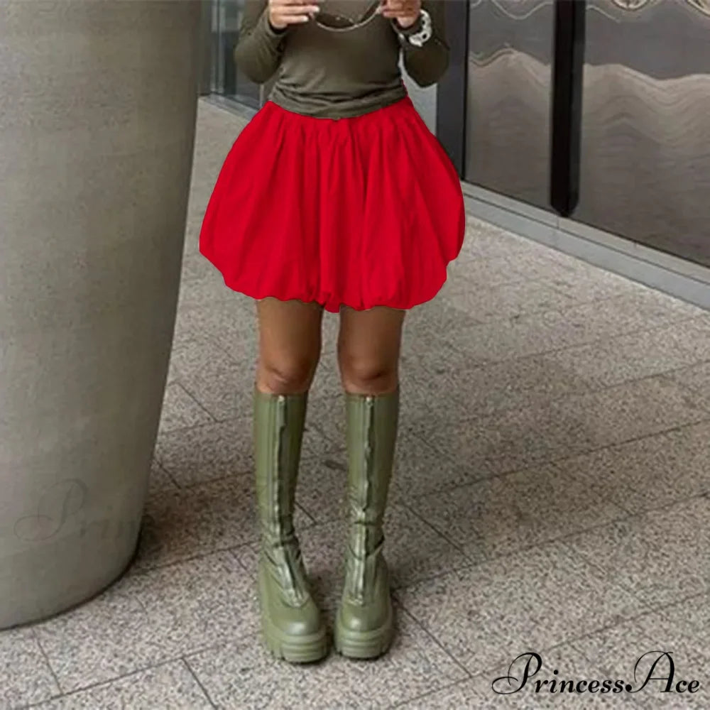 Round Puffball Stretchy Skirt