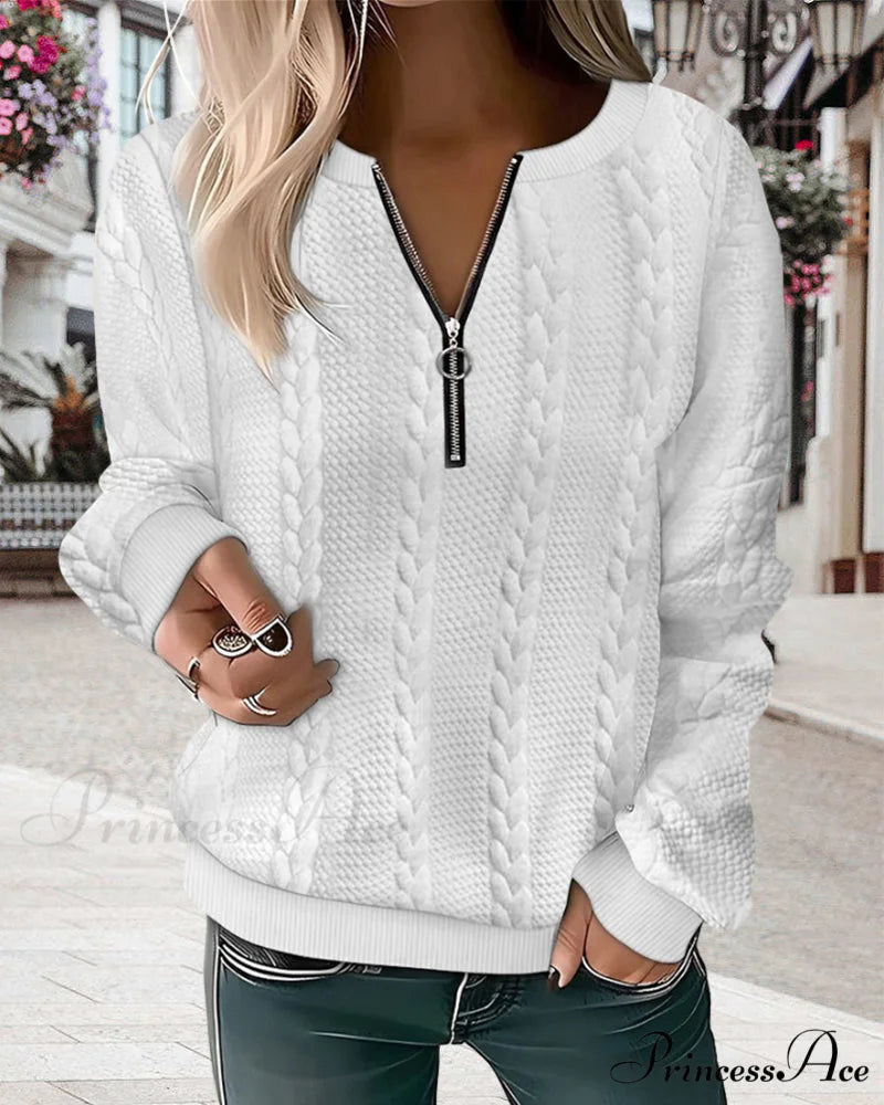 round Zipper sweatshirt with neck