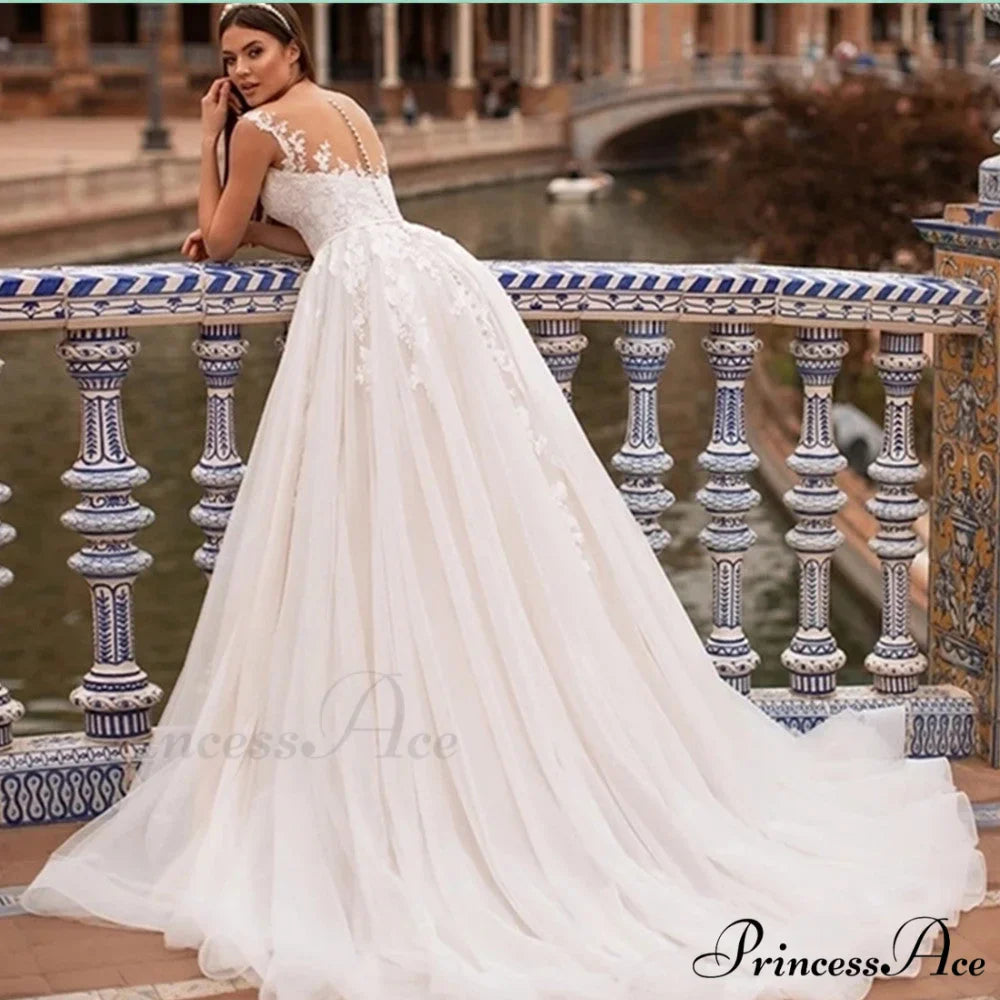 Royal A-Line Transparent Back Bridal Gown