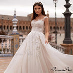 Royal A-Line Transparent Back Bridal Gown