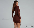 Ruched Babe Long Charming Sleeve Mini Dress