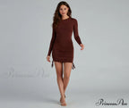 Ruched Babe Long Charming Sleeve Mini Dress