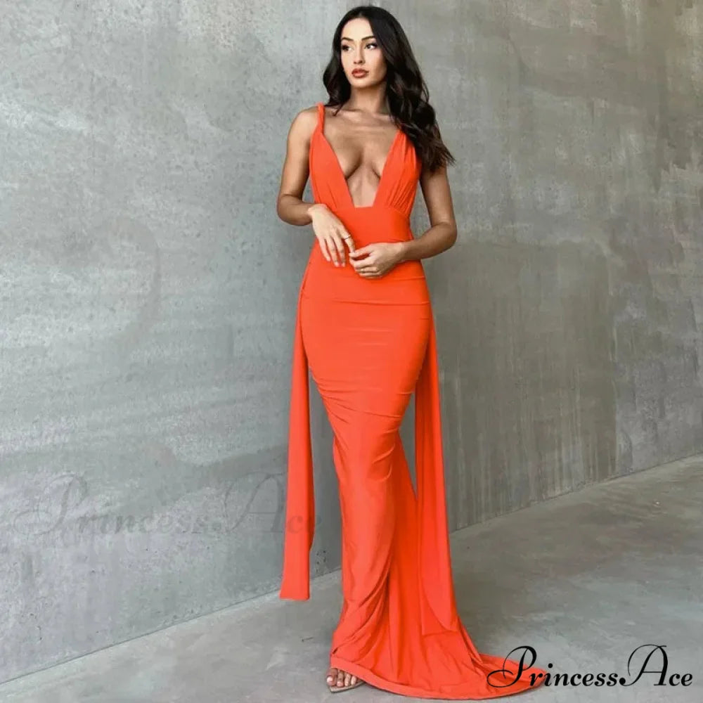Ruched Backless Gown Party Club Maxi Dress