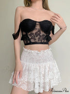 Ruched Cascading Ruffle Mini Skirt