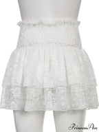 Ruched Cascading Ruffle Mini Skirt