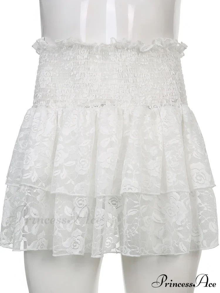 Ruched Cascading Ruffle Mini Skirt