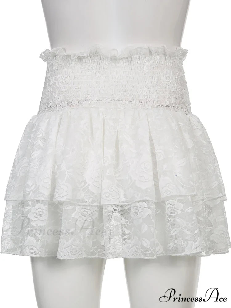 Ruched Cascading Ruffle Mini Skirt