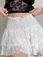 Ruched Cascading Ruffle Mini Skirt