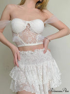 Ruched Cascading Ruffle Mini Skirt