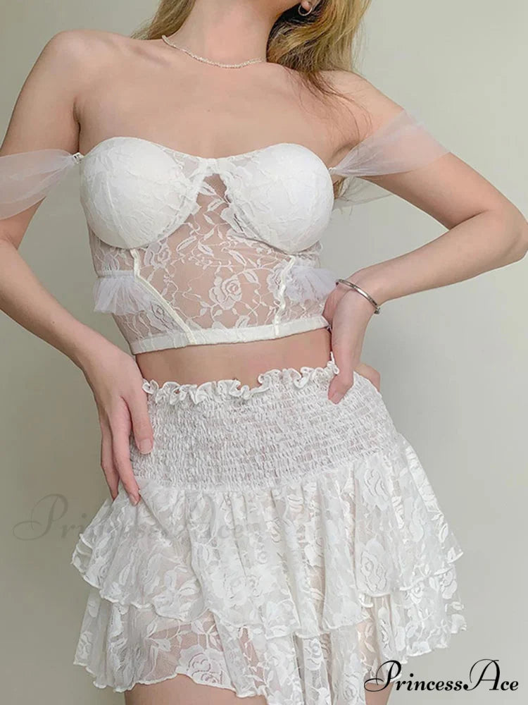 Ruched Cascading Ruffle Mini Skirt