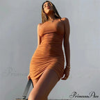 Ruched Fashion Club Party Sleeveless Mini Dress