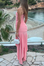 Ruched Fishtail Slit Dress