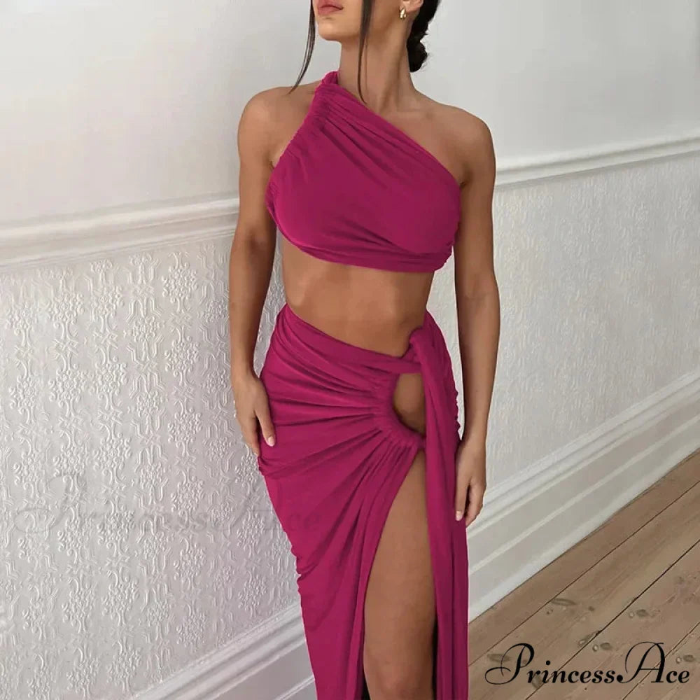 Ruched High Rise Maxi Dress