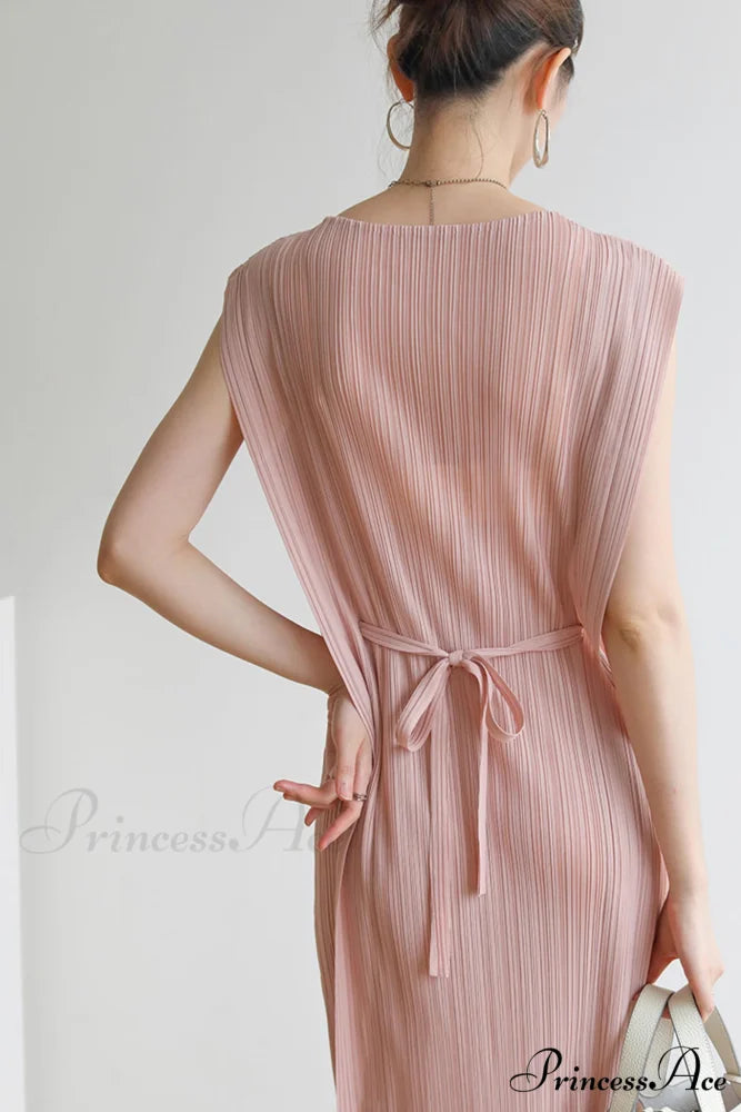 Ruched Lace-Up Midi Dress