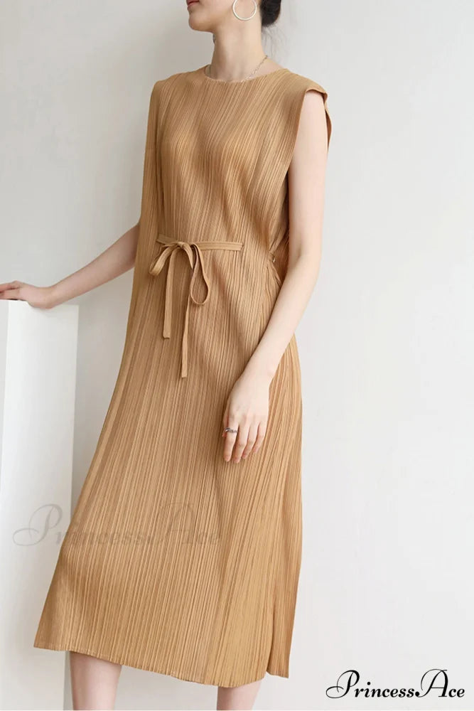 Ruched Lace-Up Midi Dress