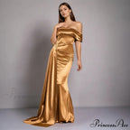 Ruched Long Satin Party Dress