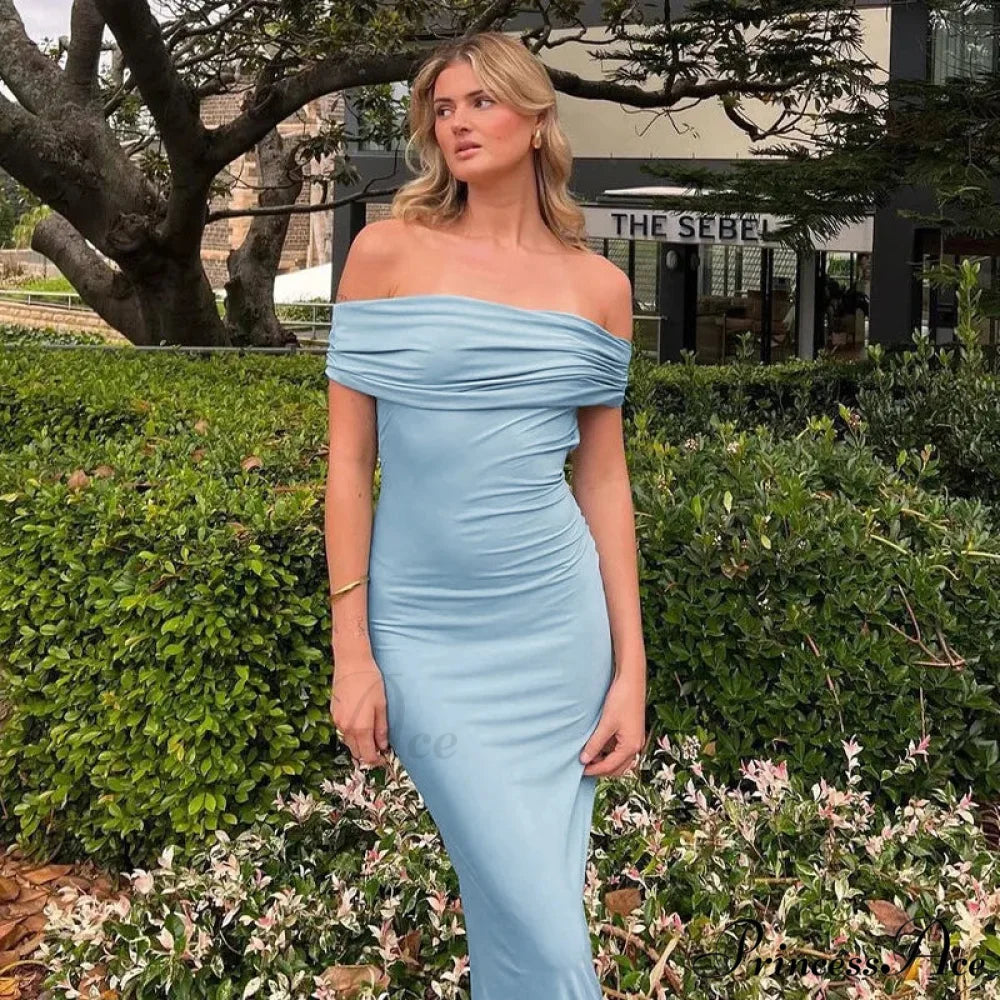 Ruched Off Shoulder Back Split Sexy Backless Maxi Dress