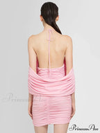 Ruched Off-shoulder Black Party Dress