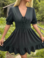 Ruffle Gown Slim Fit for Solid Skirt Color Women