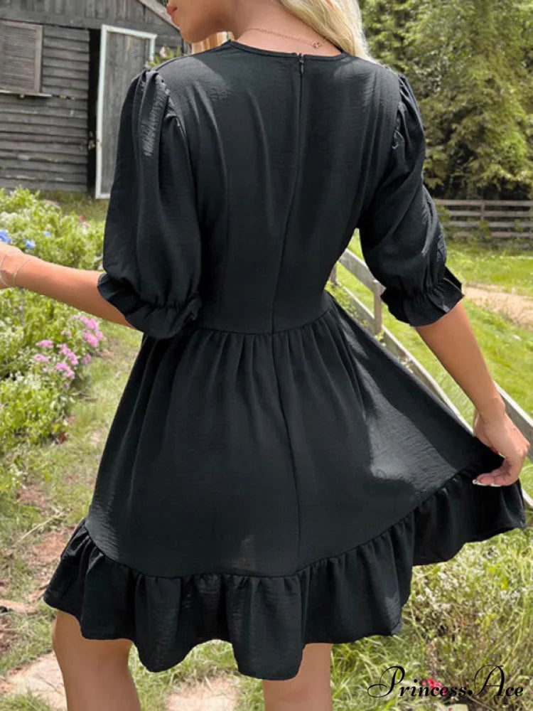 Ruffle Gown Slim Fit for Solid Skirt Color Women