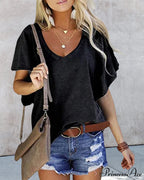 Ruffle Solid T-shirt in Arm Color