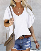Ruffle Solid T-shirt in Arm Color