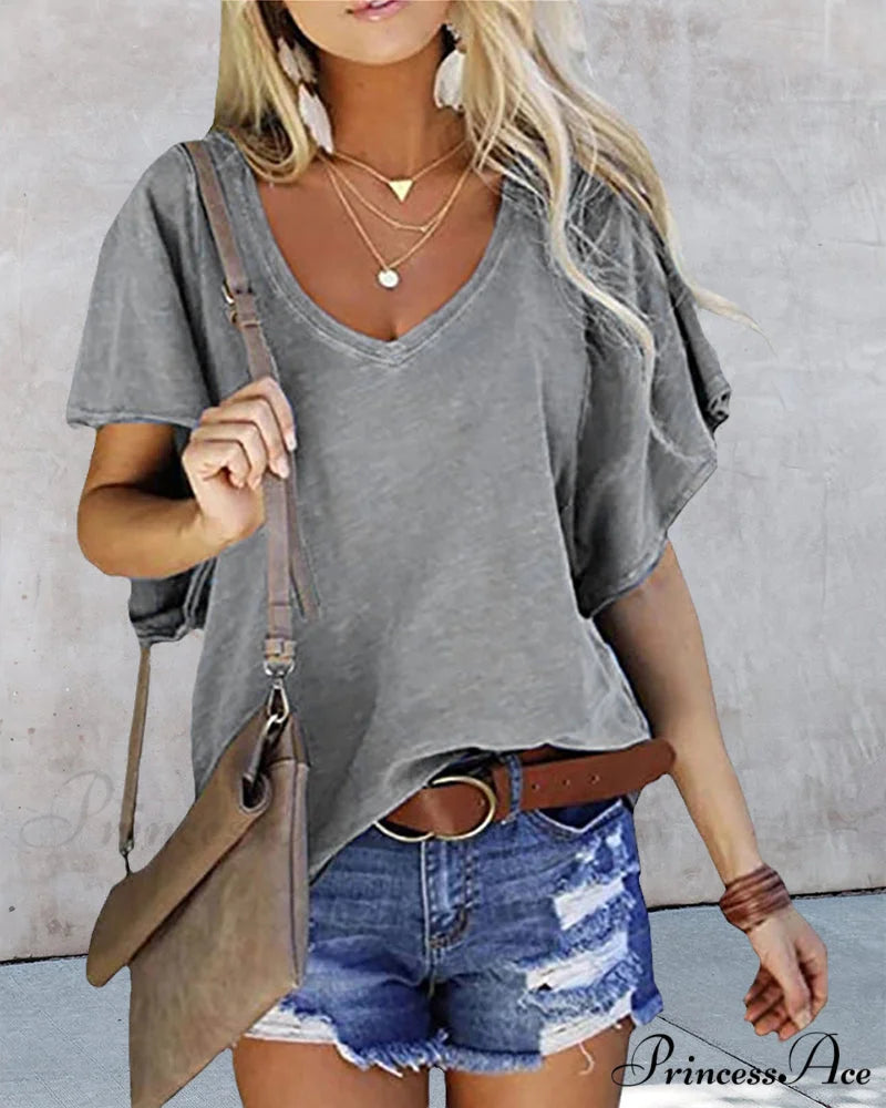 Ruffle Solid T-shirt in Arm Color