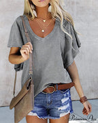 Ruffle Solid T-shirt in Arm Color