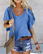 Ruffle Solid T-shirt in Arm Color