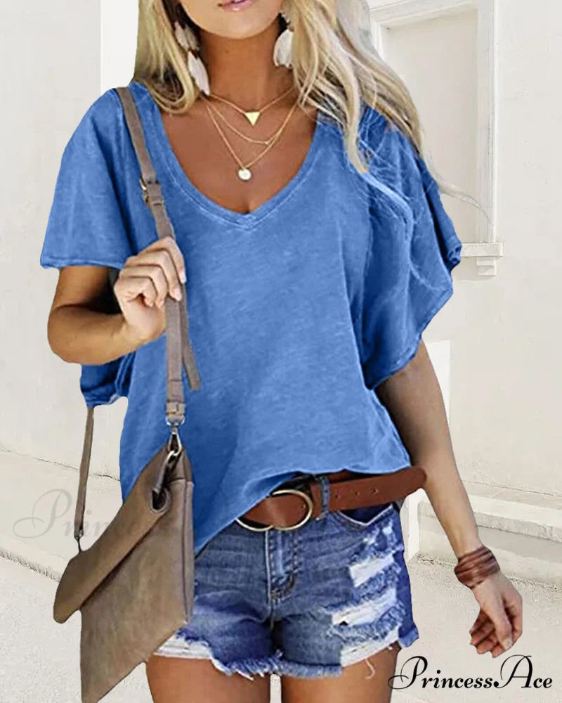 Ruffle Solid T-shirt in Arm Color