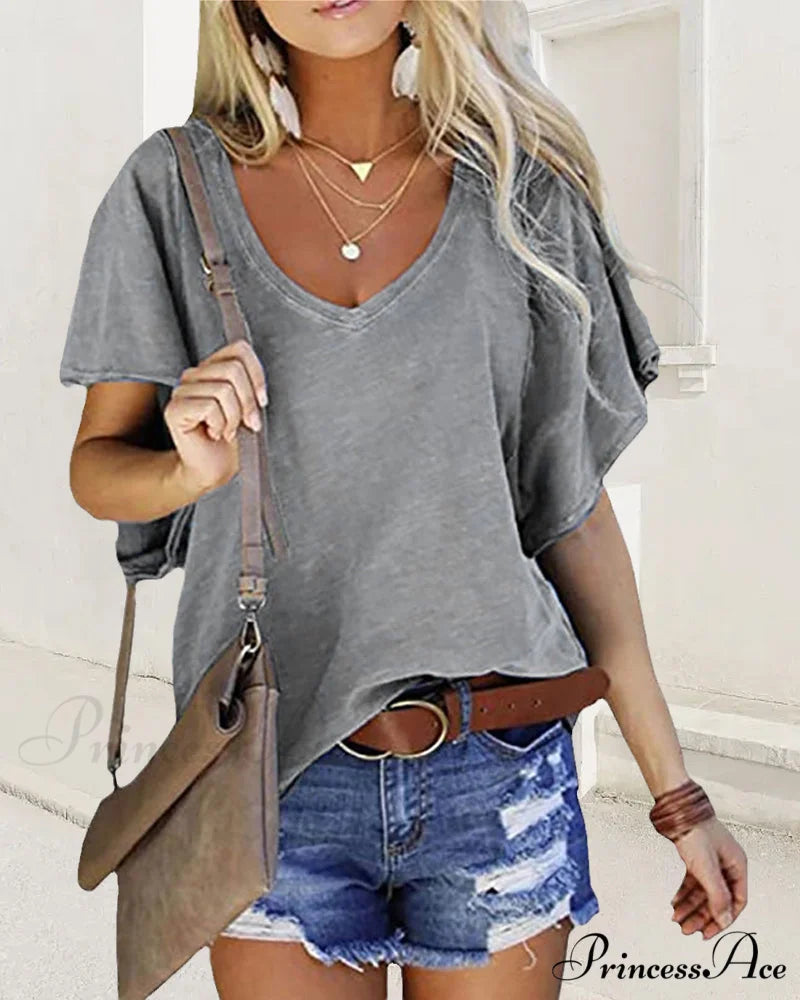 Ruffle Solid T-shirt in Arm Color