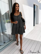 Ruffle Stitching A-Line Pullover Dress