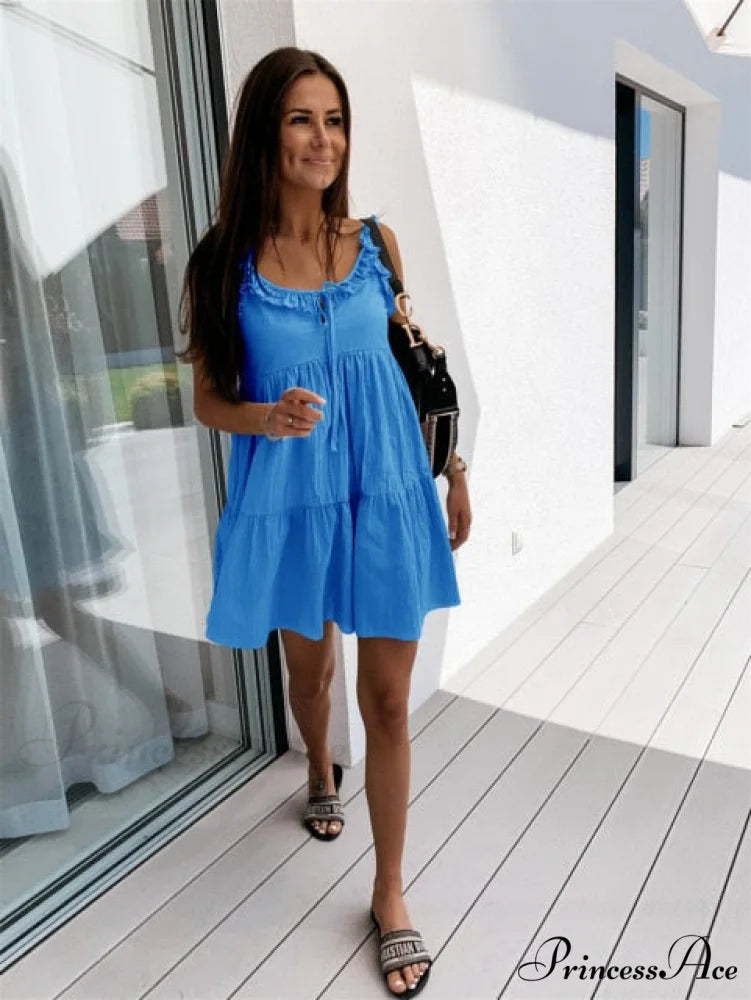 Ruffle Stitching A-Line Pullover Dress