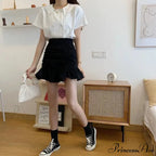 Ruffle Sweet Mini Skirt White A-line Solid Cute Skirt