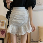 Ruffle Sweet Mini Skirt White A-line Solid Cute Skirt