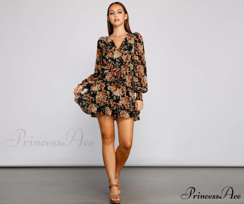 Ruffled Romance Stylish Floral Skater Dress