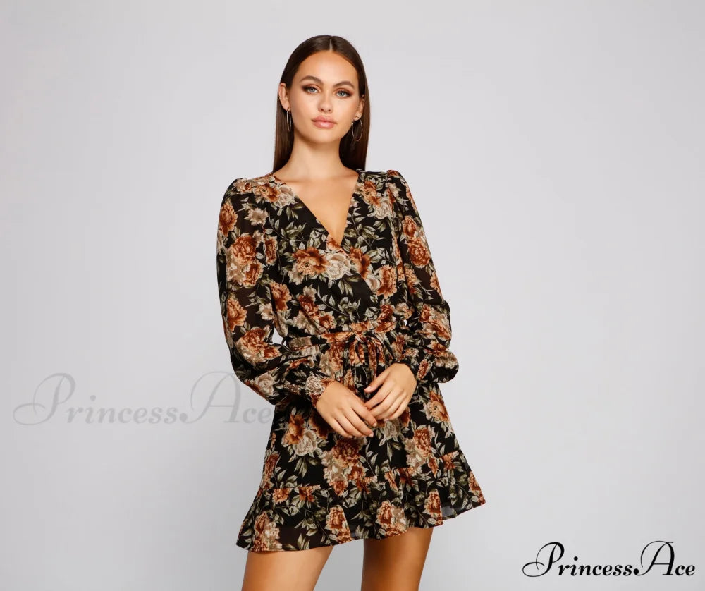 Ruffled Romance Stylish Floral Skater Dress