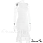 Ruffled Ruched Summer-ready Backless Sleeveless Irregular Sensual Midi Dress