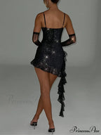Ruffled Sequin Stylish Mini Dress