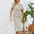 Ruffled Sexy Hip Wrap Skirt Summer Elastic Waist Square Collar Skirt Women Trending Clothing Floral Dress