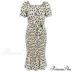 Ruffled Sexy Hip Wrap Skirt Summer Elastic Waist Square Collar Skirt Women Trending Clothing Floral Dress