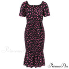 Ruffled Sexy Hip Wrap Skirt Summer Elastic Waist Square Collar Skirt Women Trending Clothing Floral Dress