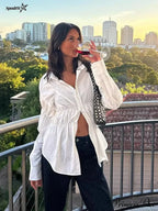 Ruffled Shirt with Folded Collar