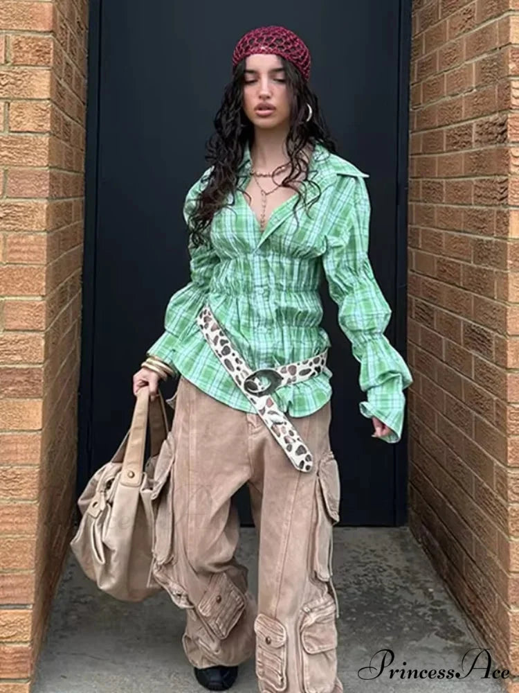 Ruffled Shirt with Folded Collar