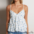 Ruffled Thin Strap Midriff Top